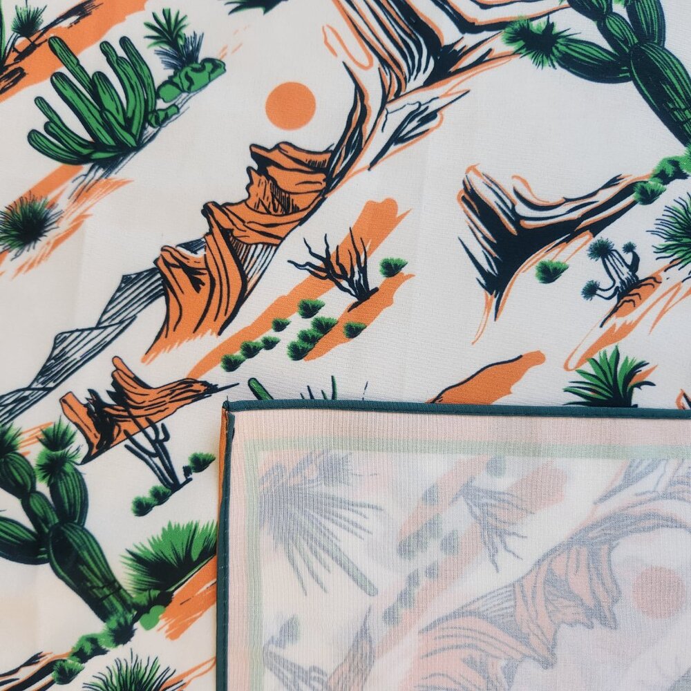 NEW Silky Satin Scarf Bandana Neckerchief Cactus Desert Western - Picture 3 of 3